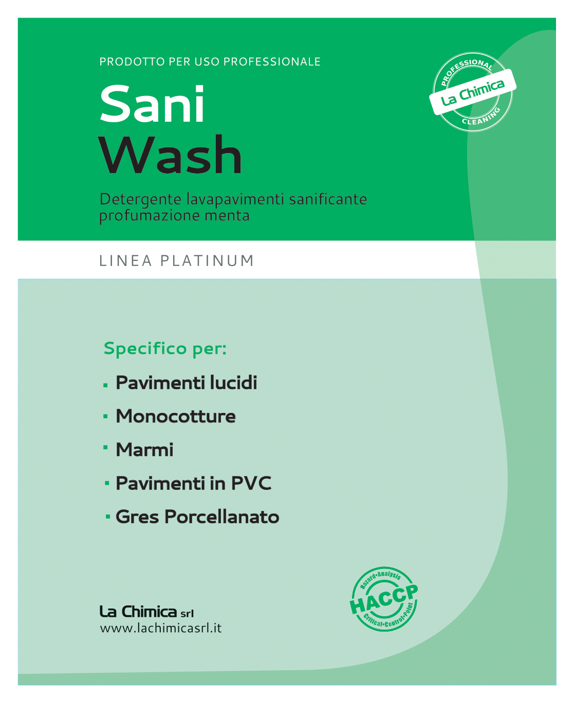 Sani Wash, detergente pavimenti sanificante profumato menta